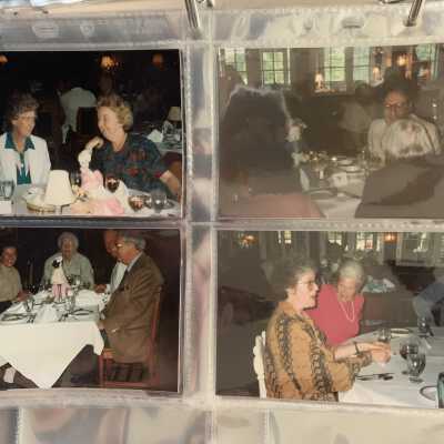 PB1 Page 35 - 1993 Annual Meeting Crooked Lake House: Upper left - Helen Deyo and Carol Anderson
Upper right - Bill Freeman
Lower left - Tap Langford and friends.
Lower right - Diane DeBlois