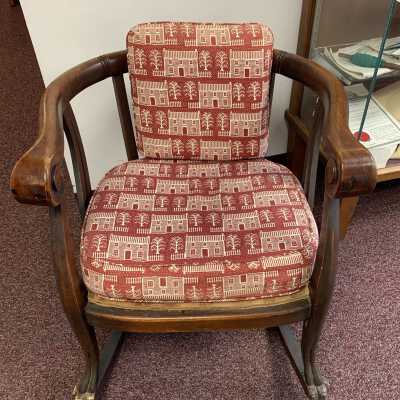 Gregory Estate Rocker - Front: Rocking chair from the estate of a prominent 19th-century family in the Town of Sand Lake, NY.  Refer to the following URL for more information if desired:  http://history.rays-place.com/ny/ren-sand-lake-ny.htm 