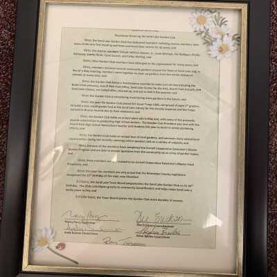 Garden Club, 25th Anniversary, Town Resolution: Sand Lake Garden Club,  Town Board, Town of Sand Lake, NY, Resolution commemorating the 25th anniversary of the Sand Lake Garden Club