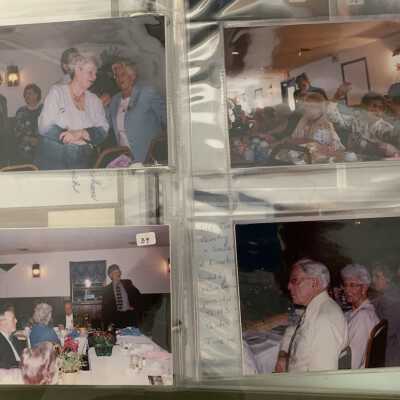 PPB Pages 33 and 34: Both sides (37-41) photos from the May 16, 2000, SLHS Annual Meeting at Lakeview Hotel and Restaurant featuring Baryl Vannier speaking about Lindenwald.