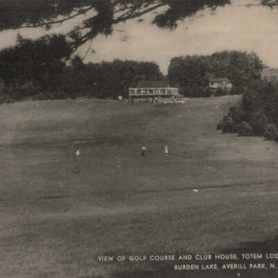 View of Golf Course and Club House, Totem Lodge and Country Club #1: View of Golf Course and Club House, Totem Lodge and Country Club, Burden Lake, Averill Park, NY, postcard. Specimen 1 of 2.  