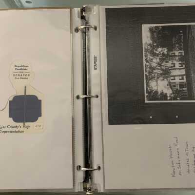 PPB Pages 19 and 20: Left side (27B) Senator Hastings campaign sewing kit.  Right side (28) Knowlson House on Schumann Road.