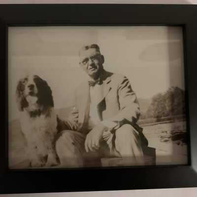 Elmer E. Reichard, M.D., and "Ted" 1930 Photo: Elmer E. Reichard, M.D., and his dog "Ted" 1930 Photo 
