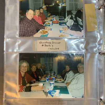 PB3 Page 25 - Christmas at the Berti's December 2006: Top - Mike and Gail St Germain.  Rest ?  Bottom - Alice Frost, Grace Bourdeau, Ross French, Rich and Mary Ann Castle, Mary French and Rich Hacker.