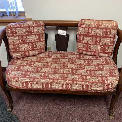 Gregory Estate Love Seat - Front: Love seat from the estate of a prominent 19th-century family in the Town of Sand Lake, NY.  Refer to the following URL for more information if desired:  http://history.rays-place.com/ny/ren-sand-lake-ny.htm 