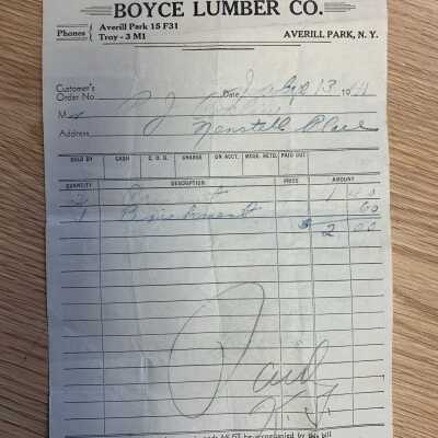 Boyce Lumber Receipt Close Up: Boyce Lumber Receipt Close Up