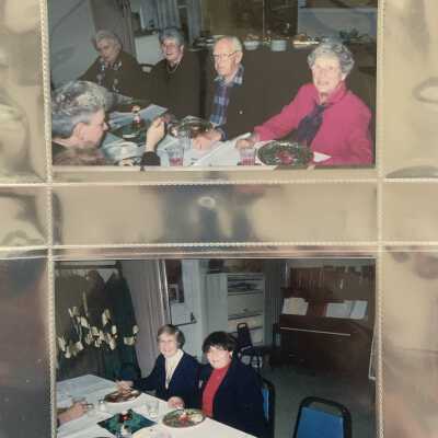 PB1 Page 55 - Christmas 1998: Top - Ann and Bob Lilly, Linda O
Bottom - Joan Fuess and Mary French