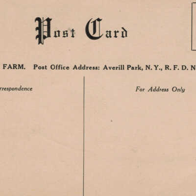 Rosemary Farm, Sand Lake, NY, Reverse: Rosemary Farm, Sand Lake, NY, postcard. Reverse view.
