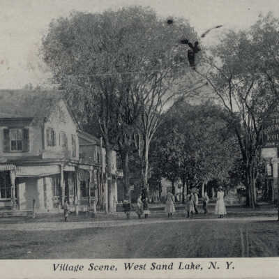 Village Scene, West Sand Lake, NY: Village Scene, West Sand Lake, NY, postcard.