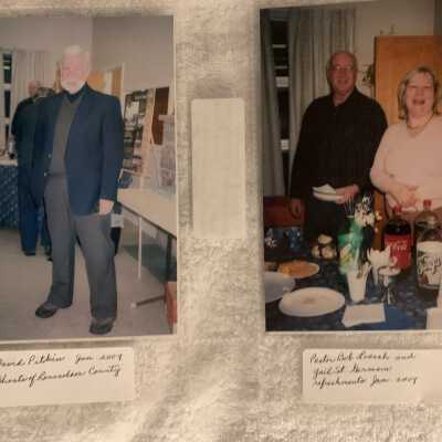 PB3 Page 36: Left - David Pitkin January 2009 Ghosts of Rensselaer County presentation.
Right - Pastor Bob Loesch and Gail St Germain January 2009.