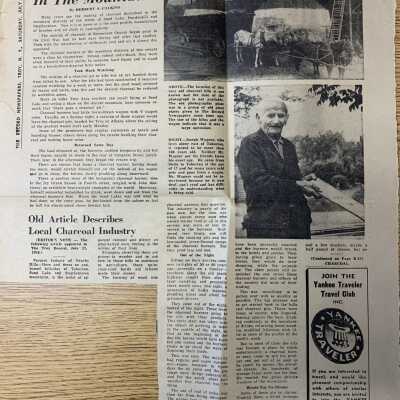 Charcoal Industry Boomed in the Mountains: Saturday, July 28, 1962, Troy Record newspaper article regarding the history of charcoal making in Taborton.