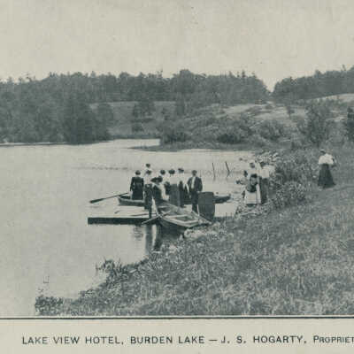 Lake View Hotel, Burden Lake, J.S. Hogarty, Proprietor: Lake View Hotel, Burden Lake, J.S. Hogarty, proprietor, postcard.  