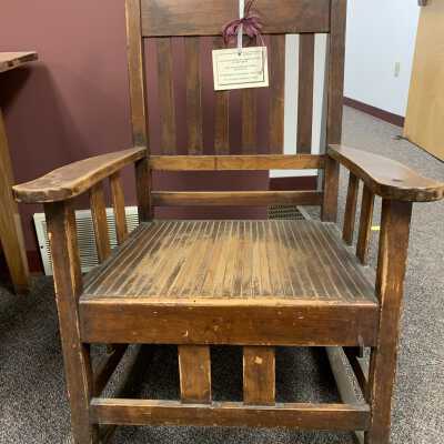 James C. Cotton Rocker - Front Chair 2: Set of two matching rocking chairs made by James C. Cotton in the 1800s.  Refer to the following URL for additional information if desired https://sandlakehistory.org/cottonhs.htm