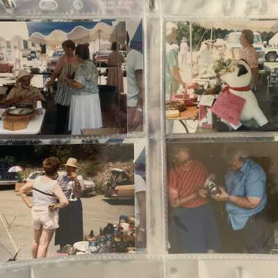 PB1 Page 26 - 1991 Tailgate Sale: Upper left - Vivian Catlin and Kitty Mace
Upper right - Vivian Catlin
Lower left - Rosemary Supkis
Lower right - B. J. Worcester