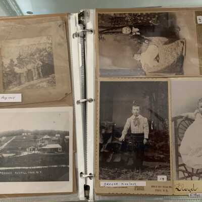 PPB Pages 13 and 14: Left side (17A) Bear's Head 1905 and (17B) Sunset Terrace.  Right side (18, 19 and 20) Grover and Ethel Keeler.