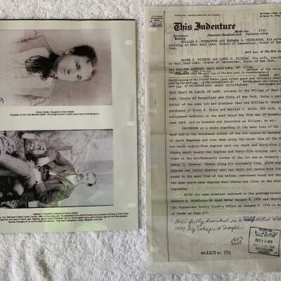 Emma Gabler and husband Stephen V. Reichart and Local Deed: Lent by Grace Briscoe.  Deed is for an 1868 residence located at 4359 NY 150.