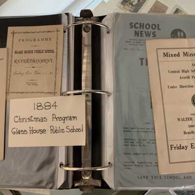 SLSB2 - Pages 39 and 40: 1884 Glass House Public School Christmas Program, 1933 APHS Mixed Minstrel Show Program, 1948 Sand Lake and Poestenkill Annual Commencement Program donated by Clara Belle.