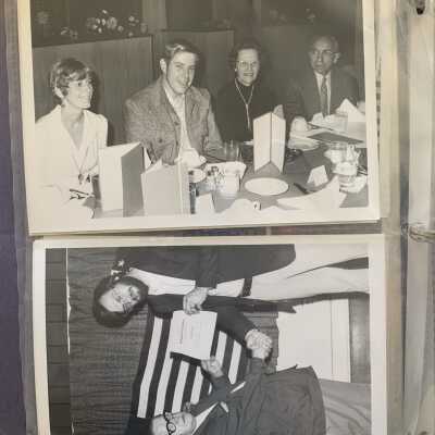 PB1 Page 6 - SLHS Charter Celebration Dinner: Top - Kathy and Michael Faseo and Reverend and Mrs. Forrest Fuess
Bottom - Sanford Young and Bob Harris with certificate.