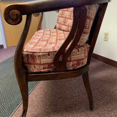 Gregory Estate Love Seat - Side: Love seat from the estate of a prominent 19th-century family in the Town of Sand Lake, NY.  Refer to the following URL for more information if desired:  http://history.rays-place.com/ny/ren-sand-lake-ny.htm 