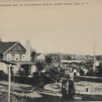Algonquin Inn, at Algonquin Beach, West Sand Lake, NY: Algonquin Inn, at Algonquin Beach, West Sand Lake, NY, postcard.  