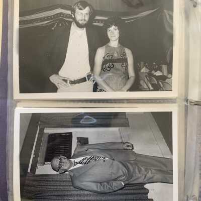 PB1 Page 8 - SLHS Charter Celebration Dinner: Top - Bob and Susan Harris.  Bottom - Barney Fowler.