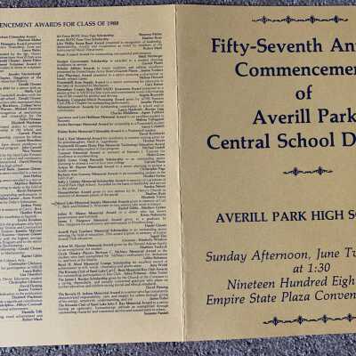 APHS Commencement Program 1988 - Front and Back Covers: SLHS awards given in memory of Carl C. Beck and Mildred S. Worcester.   Student winners were Rachel Gibbs and Matthew Graber.