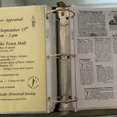 NAB Pages 79 and 80: Left side - Antiques Appraisal Day PPA.  Right side - PPAs regarding Kathy Sheehan Historic Markers Tour entitled On this Site Was, Robert Loesch Writing Your Life's Story or Someone Else's, SLHS sponsored historic calendar for $16.