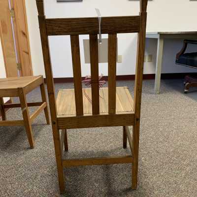 James C. Cotton Small Chair Set - Rear View Example: Set of three matching small chairs made by James C. Cotton in the 1800's.  Refer to the following URL for additional information if desired https://sandlakehistory.org/cottonhs.htm