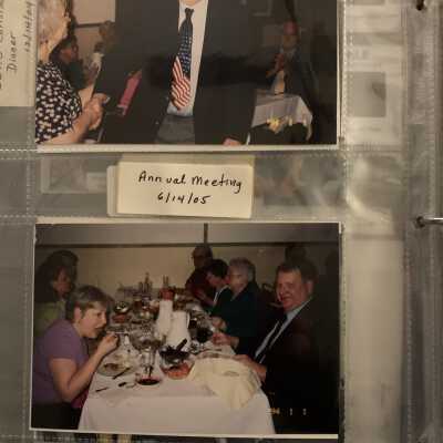 PB3 Page 12 - Annual Meeting June 2005: Top - Nancy Davis President and Mike St Germain.
Bottom - left Gail St Germain. Right Mike St Germain, Judy Rowe, Kitty mace and Andy Mace.