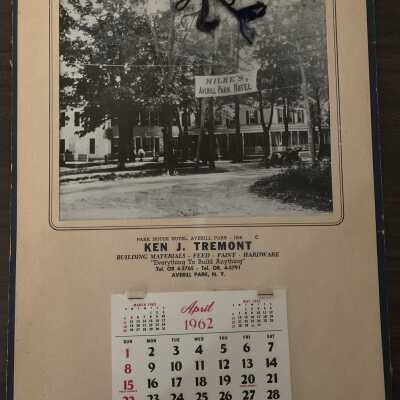 Tremont Calendar 1962: Tremont Calendar 1962 - Hilke's Averill park Hotel