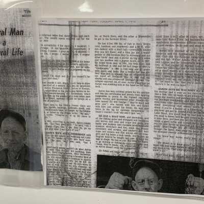 Times Union Article, Aaron Dibble, Hunter, Natural Man Lives a Natural Life: Photocopy of an April 7, 1970, Times Union article by William Kennedy.  Aaron was also a WWI veteran as commemorated in the TOSL Veterans' Park.  Town of Sand Lake, NY.