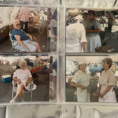 PB1 Page 26 - 1991 Tailgate Sale: Upper left - Barbara Worcester
Upper right - Barbara Mahan and Kitty Mace
Lower left - Millie Gardiner
Lower right - Pat Detman and Helen Deyae