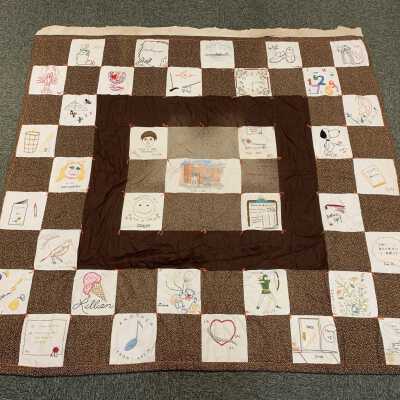 Averill Park School Quilt - Full View: Quilt featuring the names and favorite things of Averill Park teachers and students.  Reportedly primarily by former TOSL Clerk Barbara Biittig.
