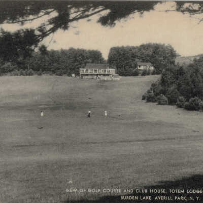 View of Golf Course and Club House, Totem Lodge and Country Club #2: View of Golf Course and Club House, Totem Lodge and Country Club, Burden Lake, Averill Park, NY, postcard. Specimen 2 of 2. 