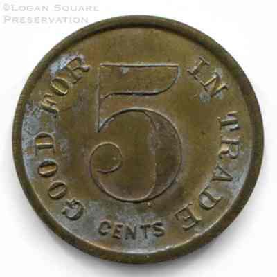 The Old Corner Buffet Tavern Token: Reverse of token