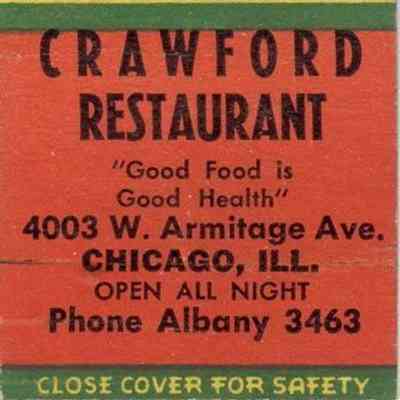 Crawford Restaurant Matchbook