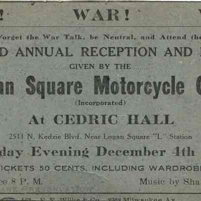 Third Annual Reception and Ball Given by the Logan Square Motorcycle Club invitation