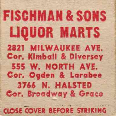 Fischman & Sons Liquor Marts matchbook