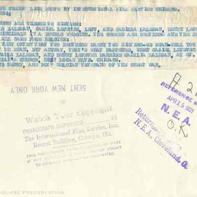 Two Brothers are Wedded to Sisters: Back of photograph