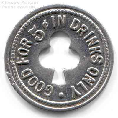 Cave O' The Wind 5¢ Shamrock Token: Reverse of token