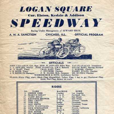 Logan Square Speedway program Sept 19, 1934