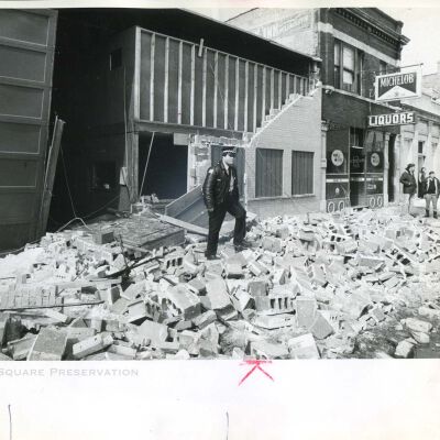 Front of building blown out after freak cleaning accident