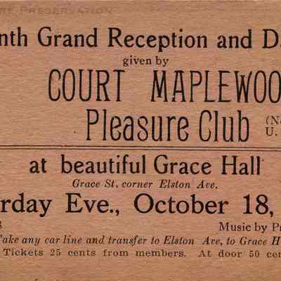 Court Maplewood Pleasure Club Tenth Grand Reception and Dance invitation