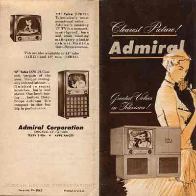 Clearest Picture! Admiral: Greatest Values in Television! brochure