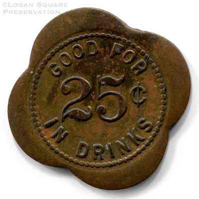 King's Pub 25¢ Clover Token: Reverse of token