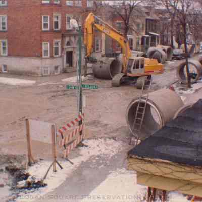 Sewer construction at Sawyer & Belden