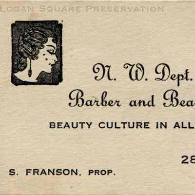 N.W. Dept. Store Barber and Beauty Shop business card