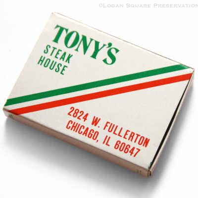 Tony's Steak House matchbox