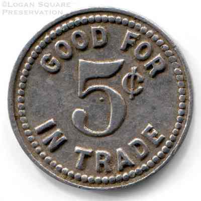Casanova Tavern Token - Good for 5¢ in Trade: Reverse of token