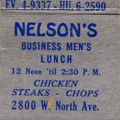 Nelson's Business Men's Lunch matchbook